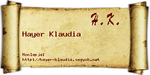 Hayer Klaudia névjegykártya